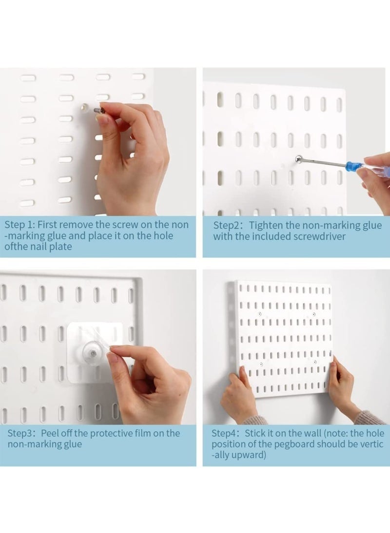Arabest 13 Piece Pegboard Organiser Combination Set, Pegboard Wall Mount Display Pegboard Wall Panel, Durable Plastic Wall Storage Kit, Pegboard Accessories for Kitchen, Craft Room Workplace (White) - Image 2